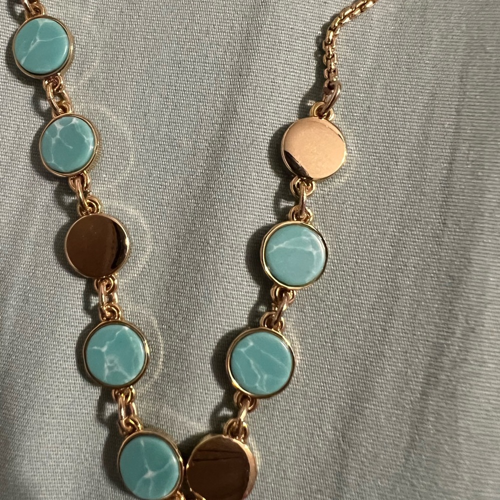 DKNY bracelet gold and turquoise with adjustable slide fit